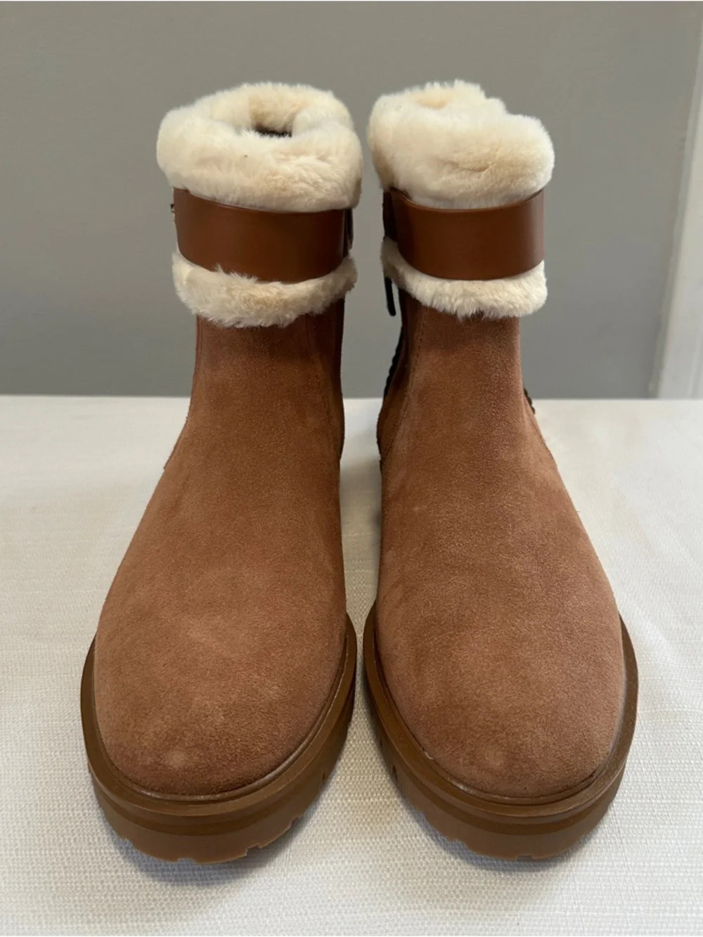 Kate Spade Bailee Winter‎ Boots Womens 9 Brown Sueded Faux Fur Lined Booties